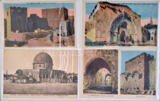 11 db RÉGI jeruzsálemi városképes lap albumban / 11 pre-1945 town-view postcards from Jerusalem in an album