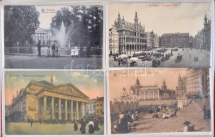 9 db RÉGI belga városképes lap albumban / 9 pre-1945 town-view postcards from Beglium in an album