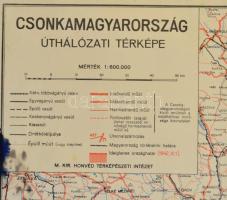 cca 1943 Csonkamagyarország úthálózati térképe. 115x86 cm