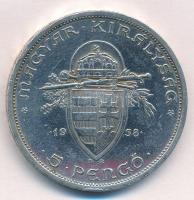 1938. 5P Ag "Szent István" T:1- ph. Adamo P8.1
