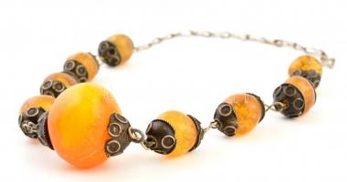 Marokkói borostyán nyaklánc, h: 60 cm