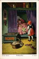 Brüder Grimm: Rotkäppchen / Brothers Grimm: Little Red Riding Hood. Uvachrom Nr. 3734. Serie 128. s: Otto Kubel