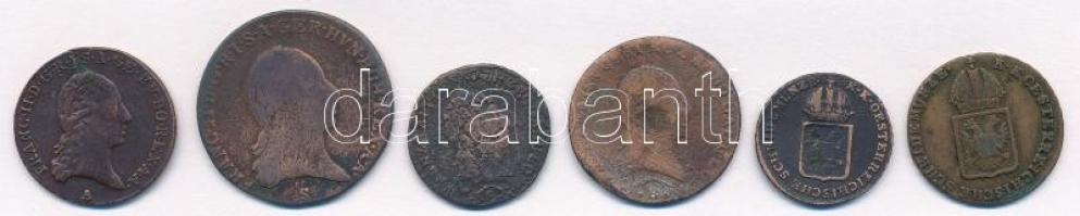1800-1816. 6db-os vegyes magyar és osztrák rézkrajcár tétel T:2-,3