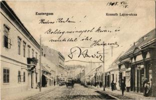 1908 Esztergom, Kossuth Lajos utca, üzletek. Dr. Huszár, a Vaszary Kolos kórház orvosának levele Dr. Gönczy Béla kórházigazgató feleségének (EK)