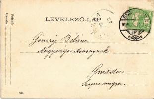 1908 Esztergom, Kossuth Lajos utca, üzletek. Dr. Huszár, a Vaszary Kolos kórház orvosának levele Dr....