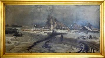 Zombori jelzéssel: Olvadás (Vasziljev után). Olaj, vászon, keretben, 60×120 cm