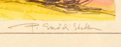 Péli Etelka Erzsébet (1945- ):Nagypatak, akvarell, papír, jelzett, üvegezett fa keretben, 12,5×28 cm