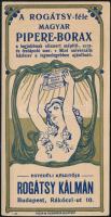 cca 1905 A Rogátsy-féle magyar pipere-borax testápoló szer aranymosásos, szecessziós számolócédulája, szép állapotban