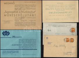 1922-1942 9 b rendezvényi meghívó és belépőjegy különböző rendezvényekre, néhány eredeti borítékjába...