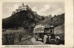 Fraknó, Forchtenstein; Rozália hegység autóbusszal, vár / Rosaliengebirge, Burg / castle with autobus