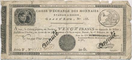 Franciaország / Rouen 1797-1803. 20Fr "annulé (érvénytelen)" felülbélyegzéssel (2x) T:IV 
...