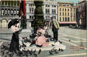 Venice, Venezia; Piazza di S. Marco. I. Piccioni / square, pigeon feeding (Rb)