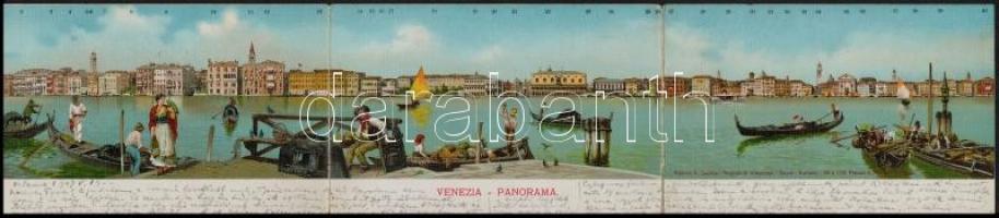1907 Venice, Venezia; 3-tiled folding litho panoramacard (Rb)