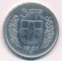 Svájc 1931B 5Fr Ag T:2 Switzerland 1931B 5 Francs Ag C:XF Krause KM#40