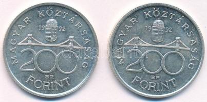 1992. 200Ft Ag "MNB" (2x) T:1 Adamo F13