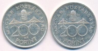 1992. 200Ft Ag "MNB" (2x) T:1 Adamo F13
