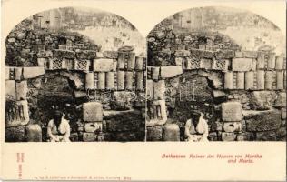 Bethanien Ruinen des Hauses von Marthy und Maria / Bethany, ruins of the house of Martha and Maria. Judaica, stereo postcard