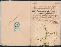 1845 Udvari titkári kinevezés nemestacskándi Csergheő Lőrinc részére báró Bedekovich Lajos (1784-1854) alkancellár, főispán saját kezű aláírásával, papírfelzetes viaszpecséttel, kis beszakadásokkal