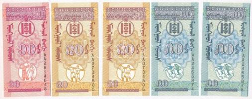 Mongólia 1993. 10M + 20M (2x) + 50M (2x) T:I 
Mongolia 1993 10 Mongo + 20 Mongo (2x) + 50 Mongo (2x...