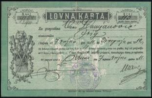 1912 Horvát vadászjegy - Lovna Karta / Croatian Hunter licence