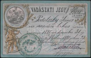 1880 Vadászjegy II. tip vadászati jegy / Hunting licence