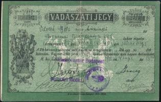 1915 Vadászjegy 7. típ  vadászati jegy / Hunting licence