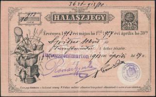 1913 Halászjegy típ 4. / Fishing licence