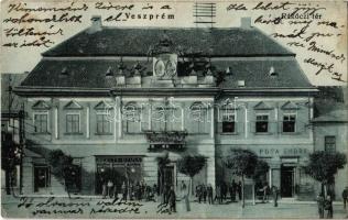 1928 Veszprém, Rákóczi tér, Braun Gyula, Fekete Gyula és Pósa Endre üzlete (gyűrődések / creases)