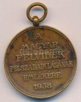 1938. "Felvidéki Emlékérem - II. Rákóczi Ferenc" Br emlékérem mellszalag nélkül T:2
Hunga...