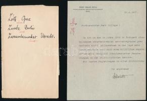 1907 Oskar Zoth és Zwaardemaker pszichológusok levele Klug professzorhoz, 3 db