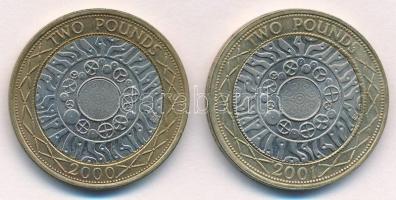 Nagy-Britannia 2000-2001. 2Ł (2xklf) T:1-,2 Great Britain 2000-2001. 2 Pounds (2xdiff) C:AU,XF