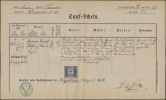 1869-1886 3 db osztrák irat okmánybélyegekkel, viaszpecséttel