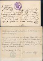 1885-1887 Vendéglős jegyespár egyházi papírjai, 2 db