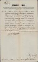 1871 Simor János esztergomi érsek levele házasság engedélyezése ügyében, Durguth József aláírásával