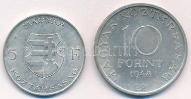 1947. 5Ft Ag "Kossuth" + 1948. 10Ft Ag "Széchenyi" T:2