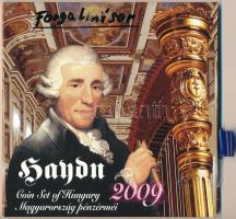 2009. 5Ft-200Ft Haydn (7xklf) forgalmi érme sor, benne Joseph Haydn Ag emlékérem (12g/0.999/29mm) T:BU tok firkált és ragasztott Adamo FO43.3