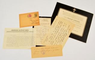 1902-1940 6 db felvidéki papír (halotti értesítő, levelezőlap, levelek, stb.)