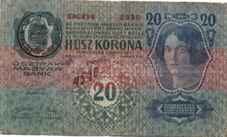 1913. 20K magyar oldalon egyidejűleg román és szerb bélyegzővel! T:II/III