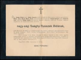 A Saághy-Ruszek család hagyatékából: bizonyítvány, anyakönyvi kivonat, egyéb iratok, stb., egy zacsk...