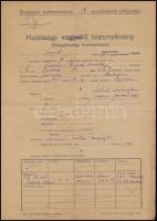 A Saághy-Ruszek család hagyatékából: bizonyítvány, anyakönyvi kivonat, egyéb iratok, stb., egy zacsk...