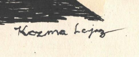 Kozma jelzéssel: Modern belső tér. Tus-akvarell, papír, 25×35 cm