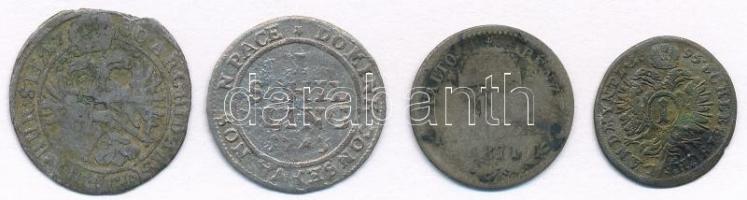 4db-os vegyes magyar és külföldi rossz tartású, sérült ezüstpénz tétel, közte 1871GYF 10kr Ag "...