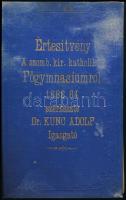 1883-1884 Értesítvény a szombathelyi kir. katolikus főgimnáziumról, szerkeszti Dr. Kunc Adolf, 80p