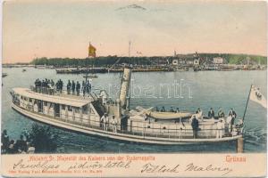 1904 Grünau, Abfahrt Sr. Majestät des Kaisers von der Ruderregatta / Departure of His Majesty the Emperor of the Rowing Regatta. Kaiserliche Marine