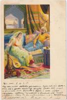 1902 Az Ezeregyéjszaka meséi: 1. Scheherezádé / One Thousand and One Nights / Künstlerkarten Serie Nr. 1102 Märchen aus 1001 Nacht. litho s: Mackott (EK)