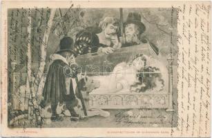 1904 Schneewittchen im gläsernen Sarg / Snow White and the Seven Dwarfs. M.H. Bayerie Kunstverlag Künstlerpostkarte No. 244. s: K. Lürtzing