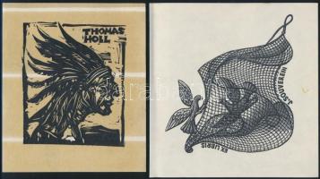 7 db különféle technikájú részben jelzett külföldi ex libris / 7 international ex libris bookplates....