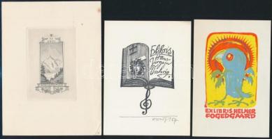 7 db különféle technikájú részben jelzett külföldi ex libris / 7 international ex libris bookplates....