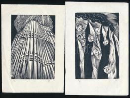 Vlador Zilim: 8 db jelzett ex libris. Linó, papír. 9,5x14,5 cm