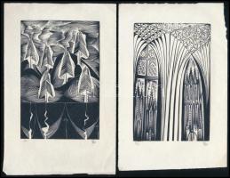 Vlador Zilim: 8 db jelzett ex libris. Linó, papír. 9,5x14,5 cm